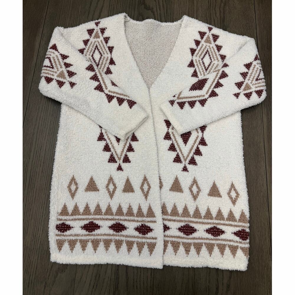 Shein Aztec Print Open Front Cardigan Women’s M Cream Cozy